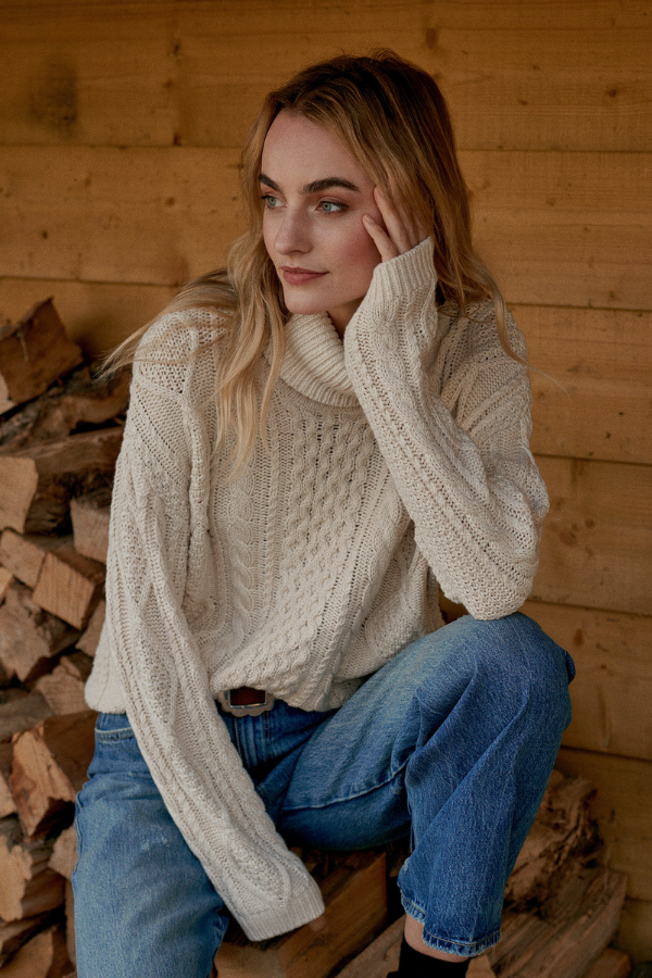 Repeat Cotton Knit Turtleneck