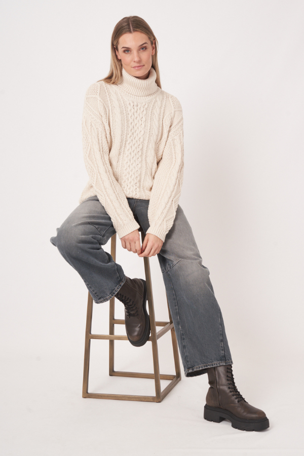 Repeat Cotton Knit Turtleneck
