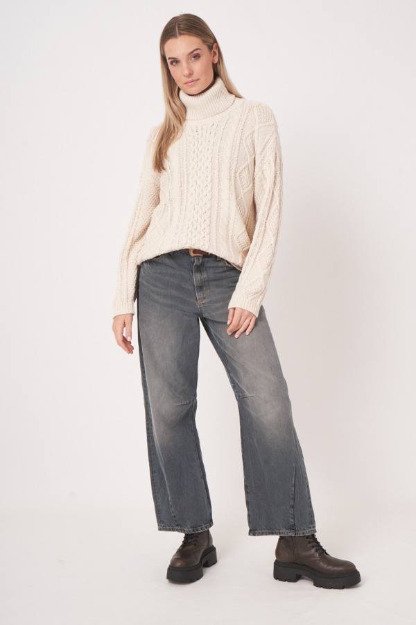 Repeat Cotton Knit Turtleneck