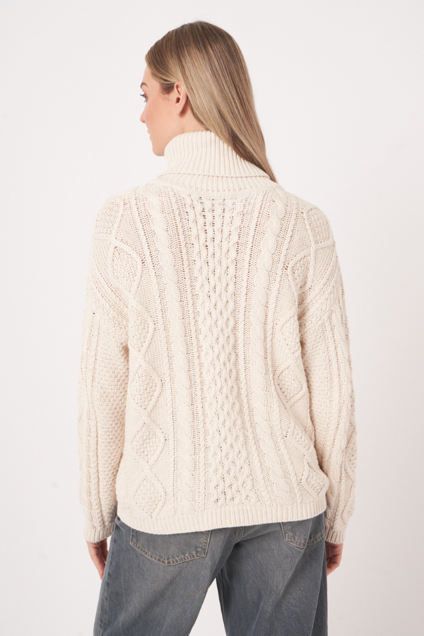 Repeat Cotton Knit Turtleneck