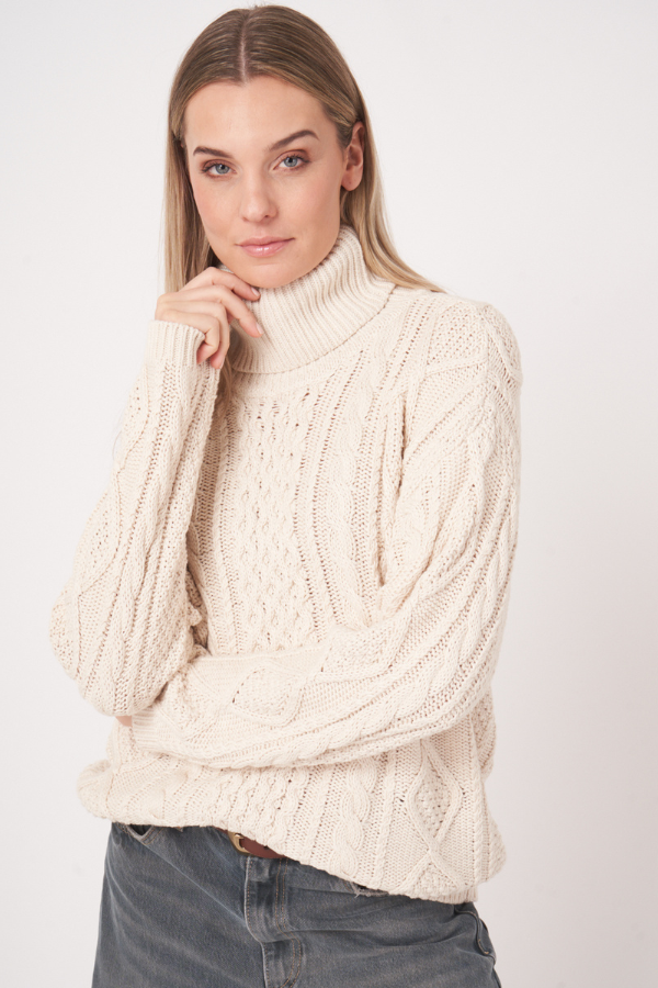Repeat Cotton Knit Turtleneck