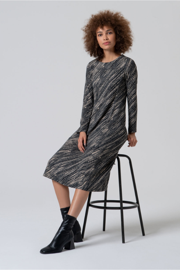 Surkana Stretch Print Boat Neck Dress