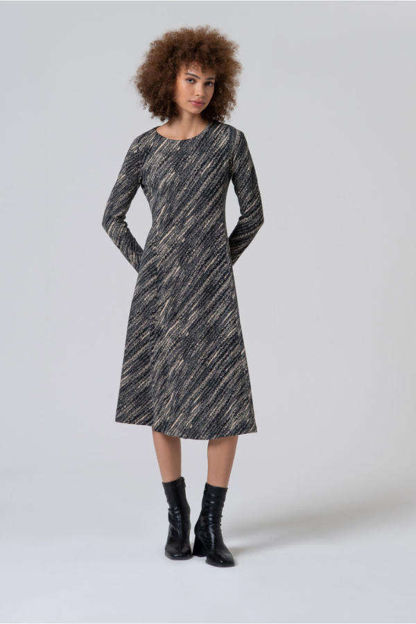 Surkana Stretch Print Boat Neck Dress