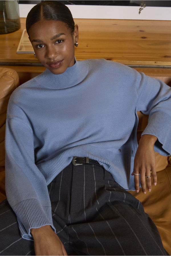 Surkana Flared Sleeve Mock Neck Sweater