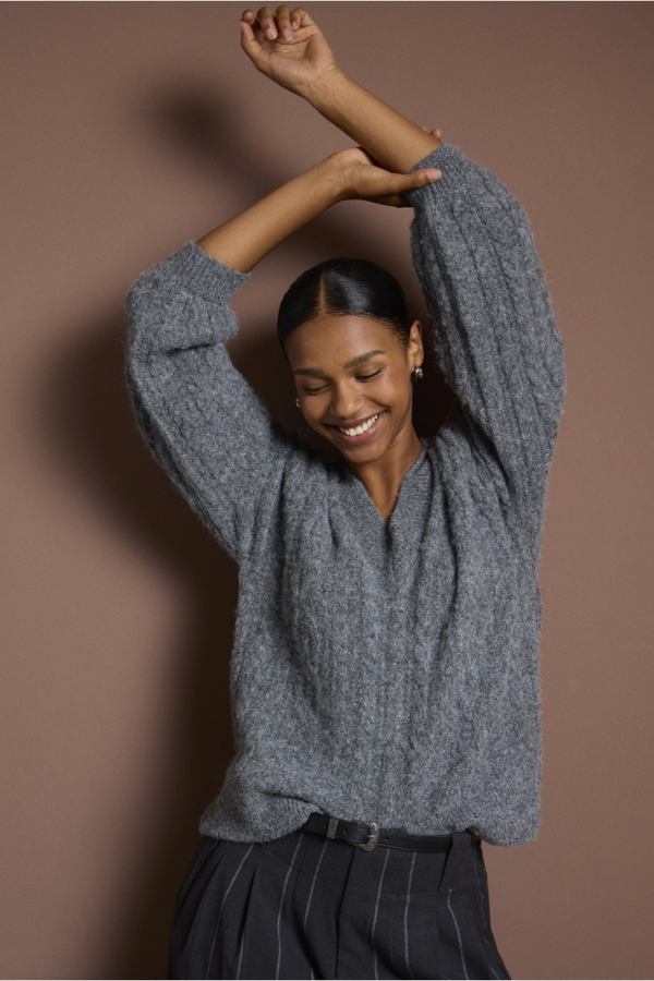 Surkana Cable Knit V-Neck Sweater (Available in Two Colours)