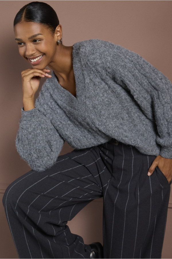 Surkana Cable Knit V-Neck Sweater (Available in Two Colours)