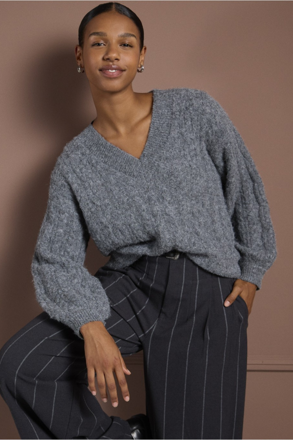 Surkana Cable Knit V-Neck Sweater (Available in Two Colours)