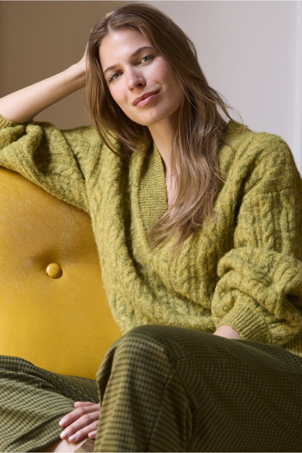 Surkana Cable Knit V-Neck Sweater (Available in Two Colours)