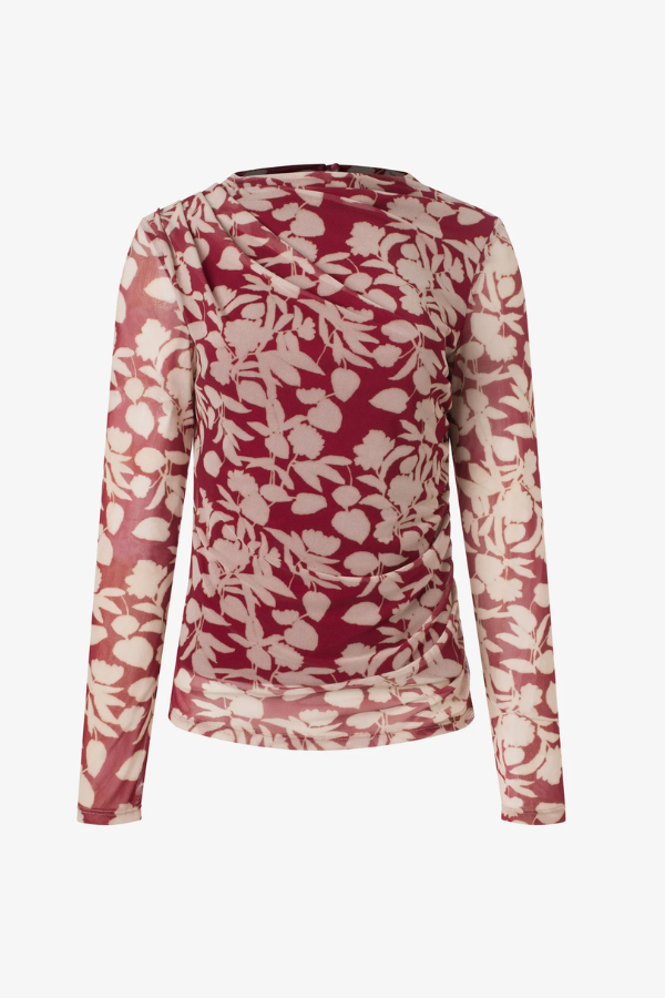 Iris Setlakwe Printed Mesh Shirred Top