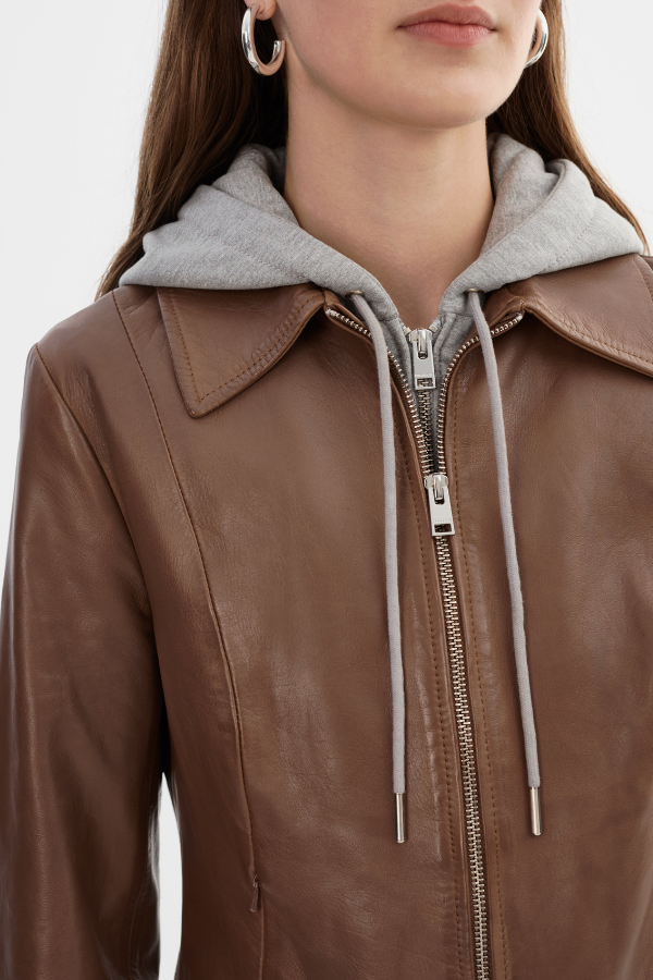 Lamarque Leather Jacket With Hood