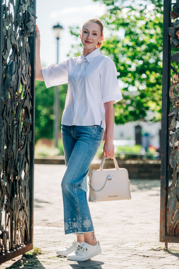 Cambio Flare Embroidered Jean