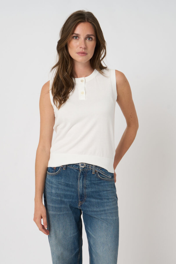 Repeat Sleeveless Button Top