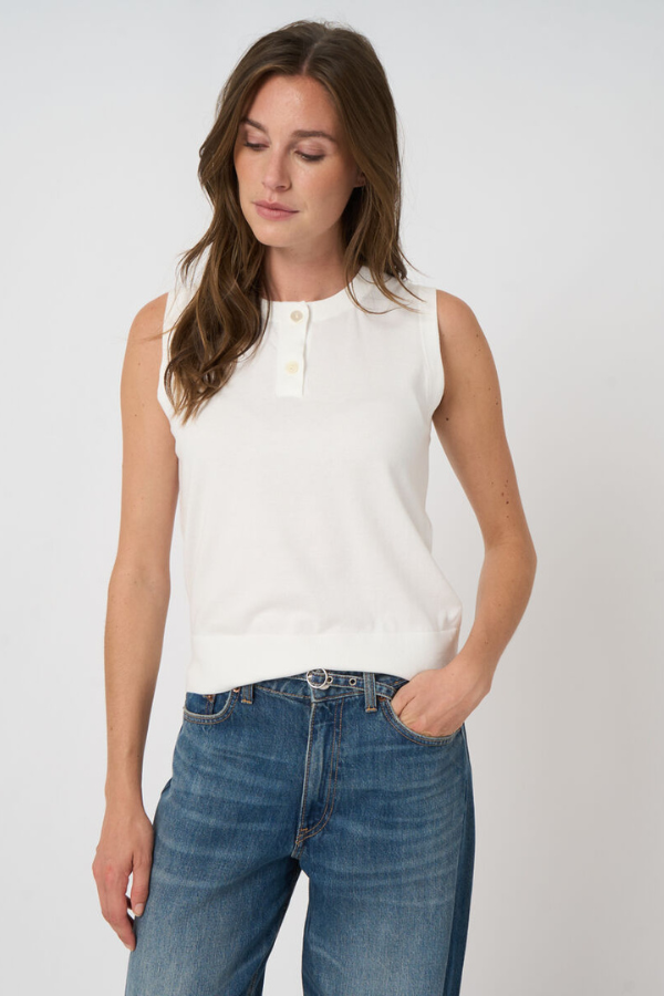 Repeat Sleeveless Button Top
