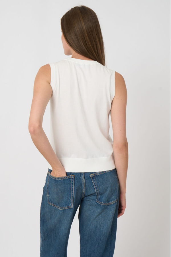 Repeat Sleeveless Button Top
