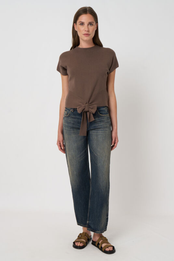 Repeat Tie-Front Cotton Sweater (Available in Two Colours)