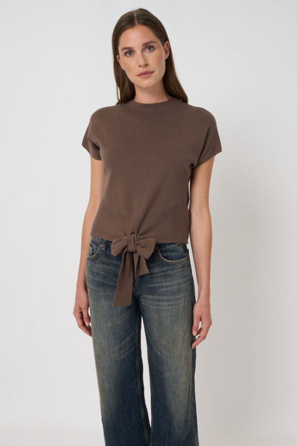 Repeat Tie-Front Cotton Sweater (Available in Two Colours)