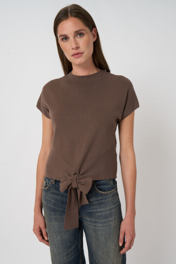 Repeat Tie-Front Cotton Sweater (Available in Two Colours)