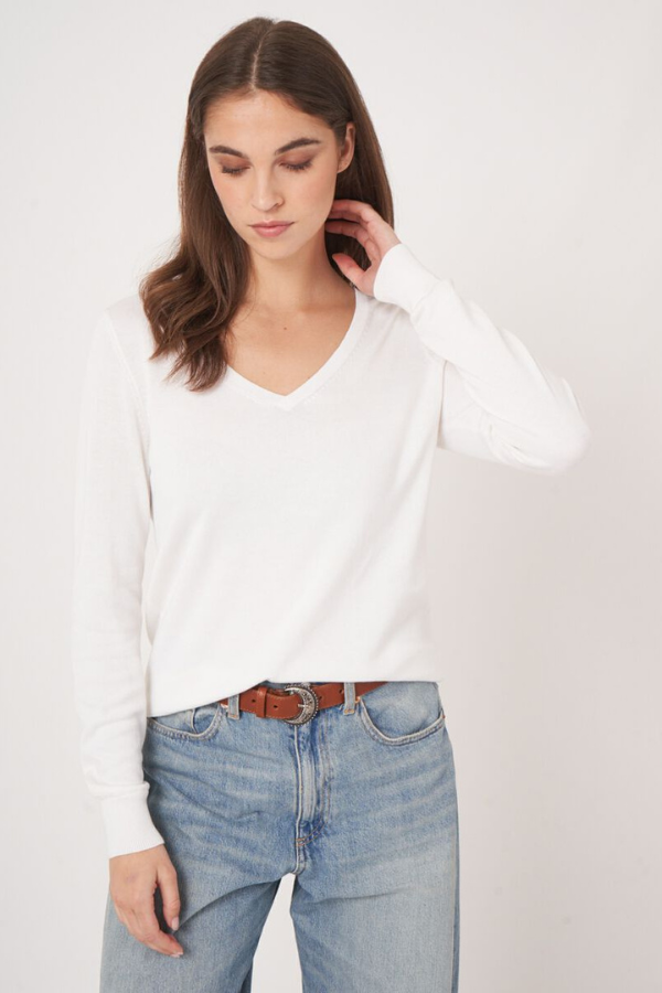 Repeat V-Neck Knit Pullover (Available in Two Colours)