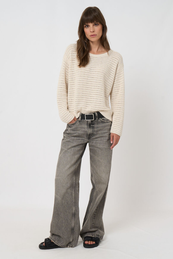 Repeat Pointelle Boat Neck Sweater (Available in Two Colours)
