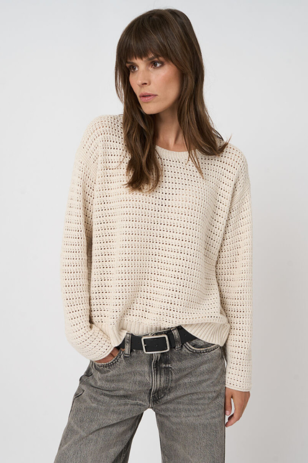 Repeat Pointelle Boat Neck Sweater (Available in Two Colours)