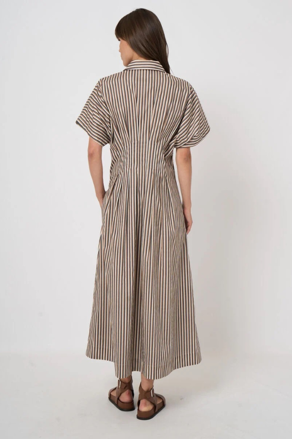 Repeat Striped A-line Shirt Dress