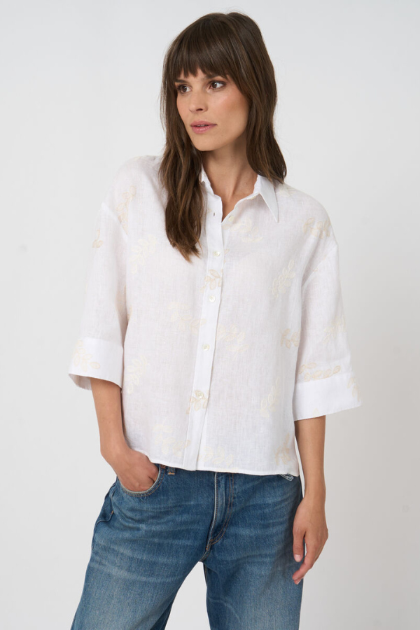Repeat Embroidered Botanical Shirt