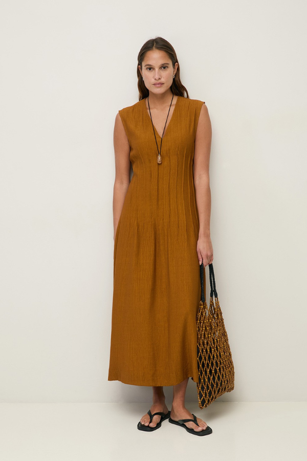 Yerse Sleeveless Pleated Dress (Available in Multiple Colours)