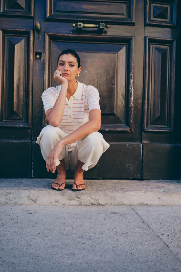 Mos Mosh Striped Knit Polo Shirt (Available in Two Colours)