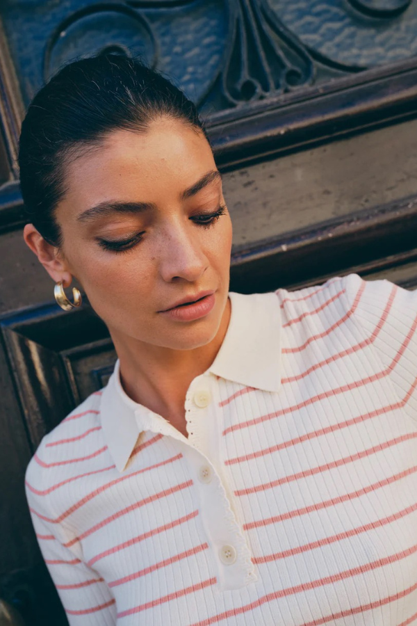 Mos Mosh Striped Knit Polo Shirt (Available in Two Colours)