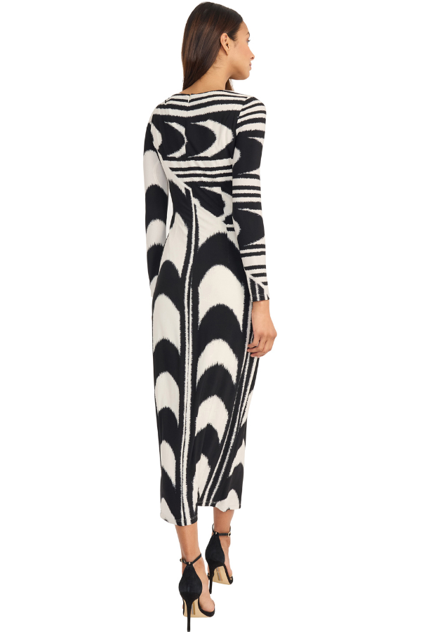 Donna Morgan Long Sleeve Print Midi Dress