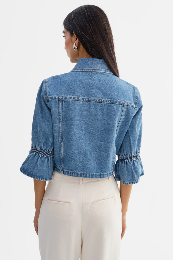 Lamarque Carolina Denim Ruffle Sleeve Jacket