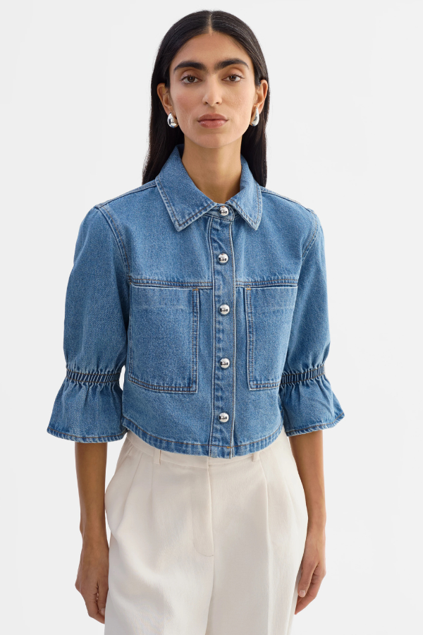 Lamarque Carolina Denim Ruffle Sleeve Jacket