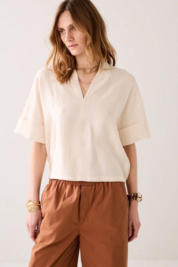 Summum V-Neck Wide Sleeve Blouse