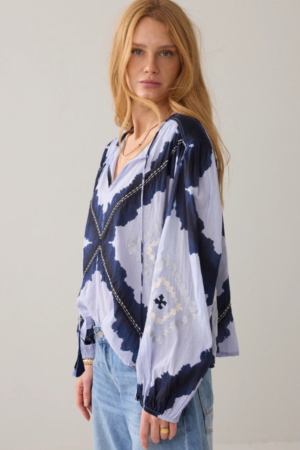Summum Tie-Dye Embroidered Top