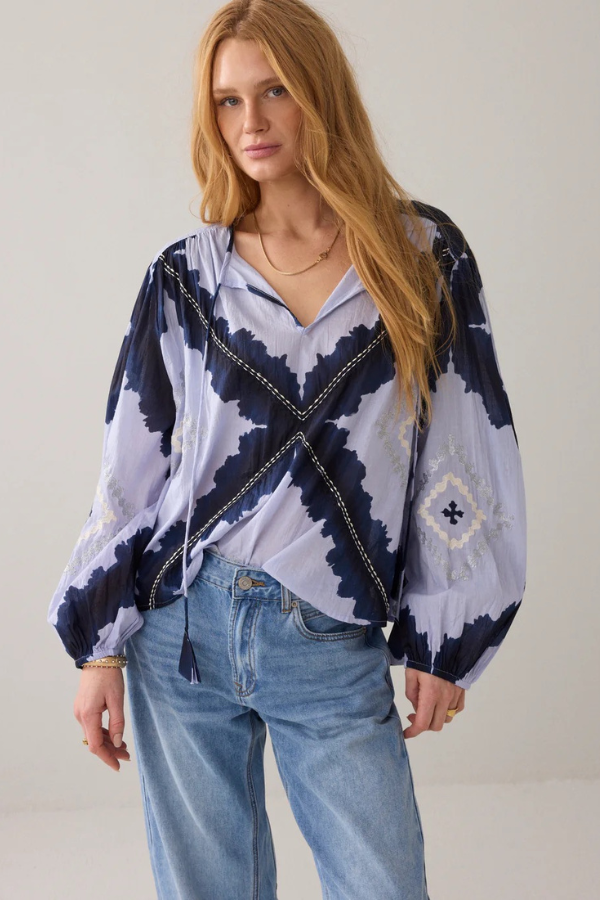 Summum Tie-Dye Embroidered Top