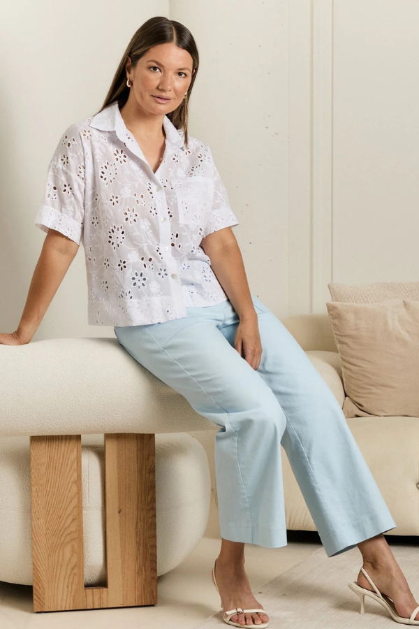 Beddome Eyelet Elbow Sleeve Shirt