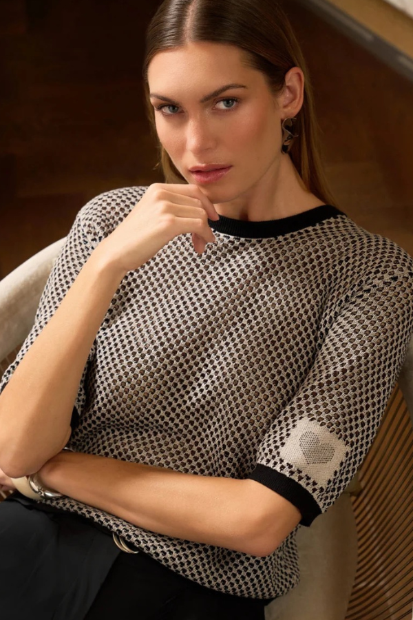 Marc Aurel Two-Tone Mesh Sweater