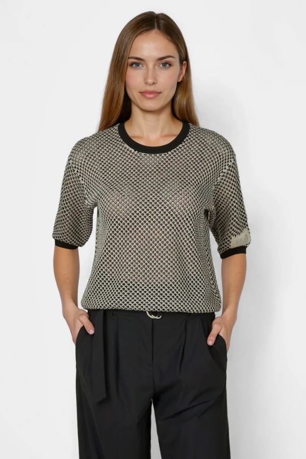 Marc Aurel Two-Tone Mesh Sweater