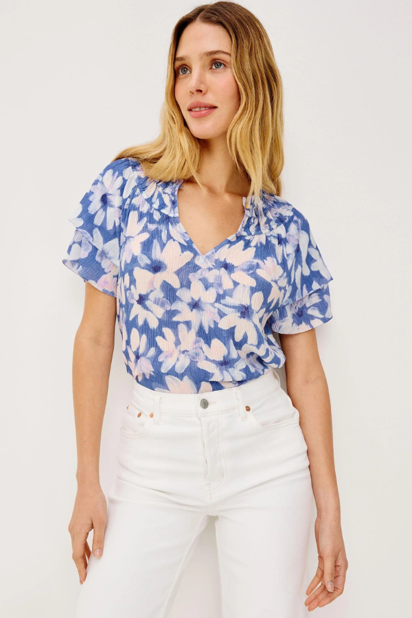Rails Ruffle Neck Floral Blouse