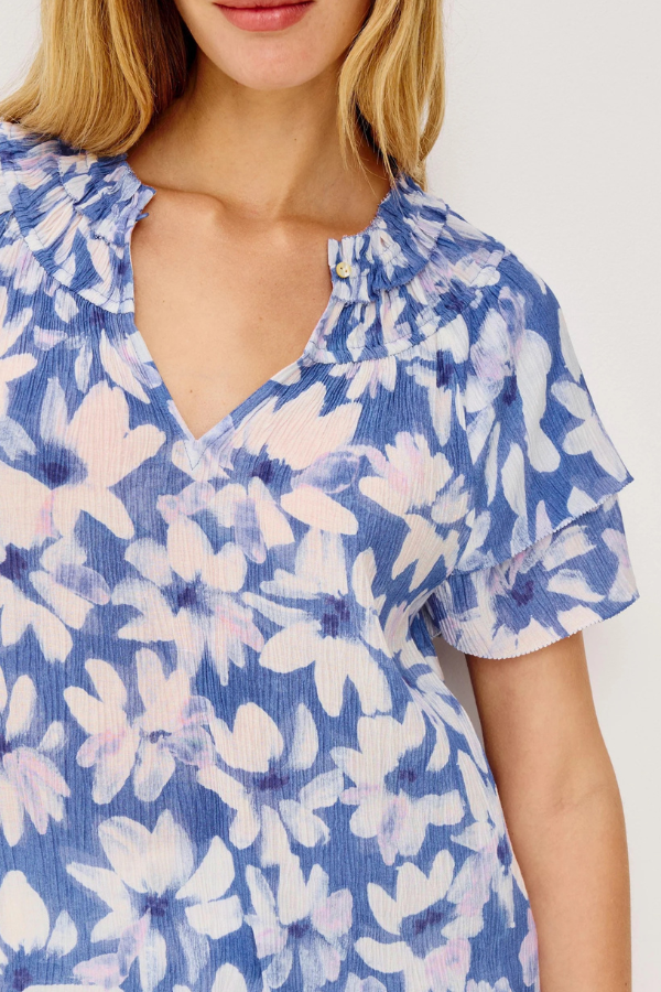 Rails Ruffle Neck Floral Blouse