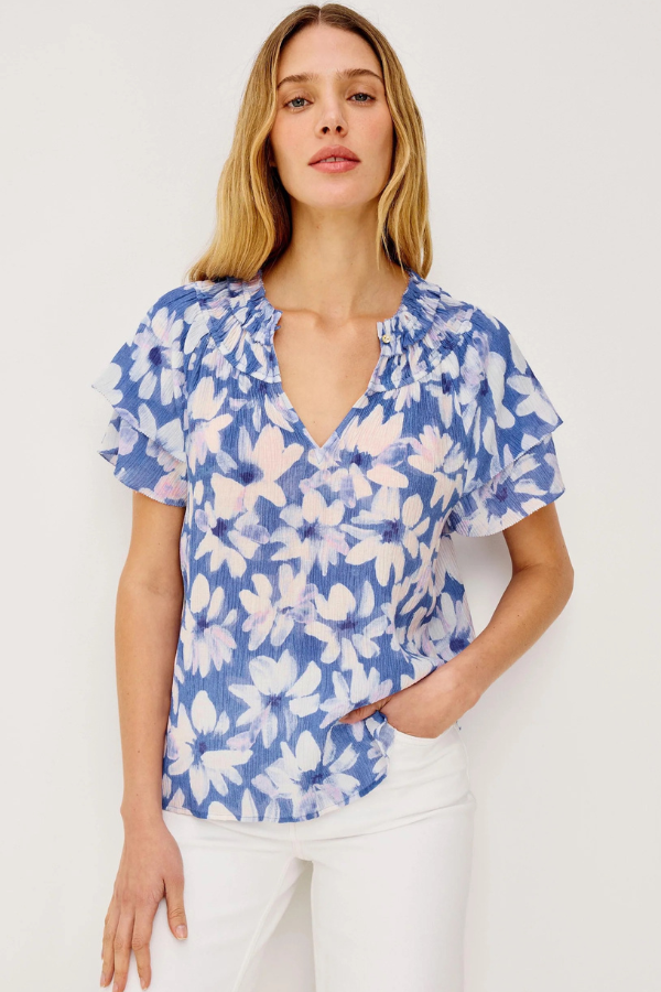 Rails Ruffle Neck Floral Blouse