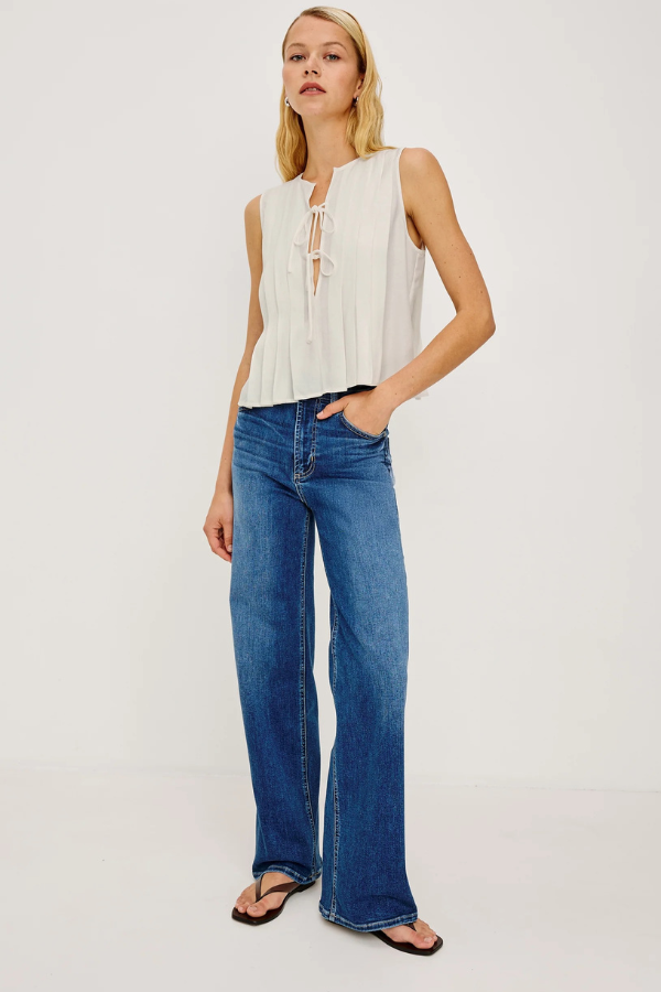 Rails Pleated Linen Sleeveless Top