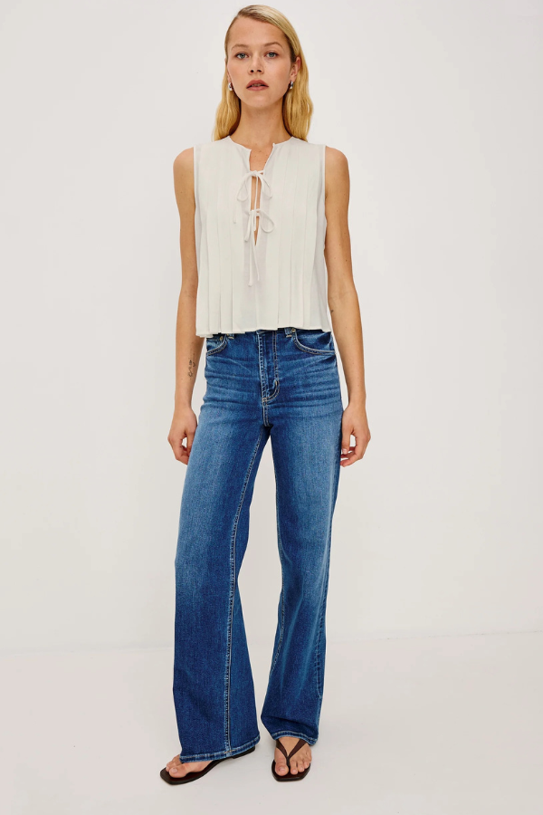 Rails Pleated Linen Sleeveless Top