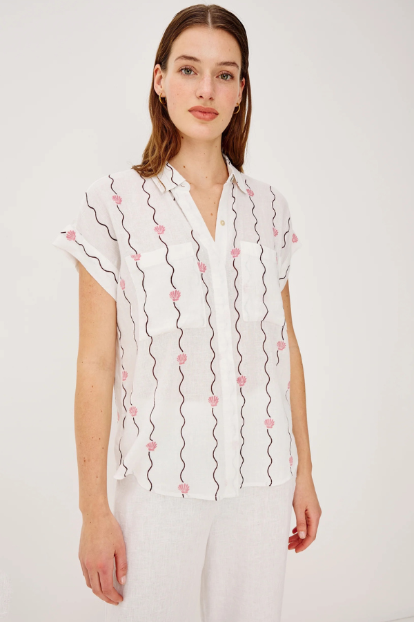 Rails Striped Seashell Blouse