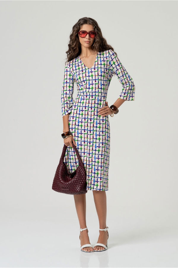 Surkana 3/4 Sleeve Print Midi Dress (Available in Multiple Colours)