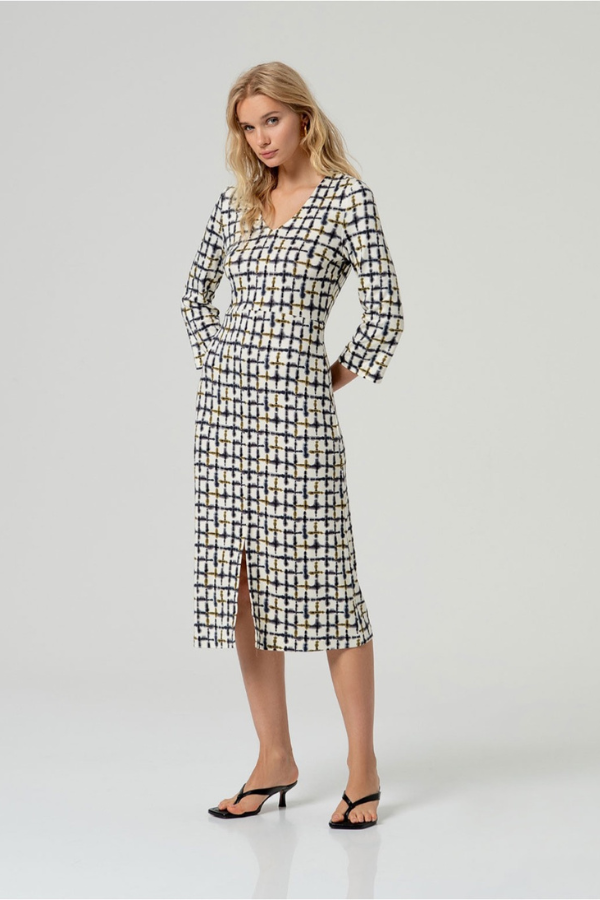 Surkana 3/4 Sleeve Print Midi Dress (Available in Multiple Colours)