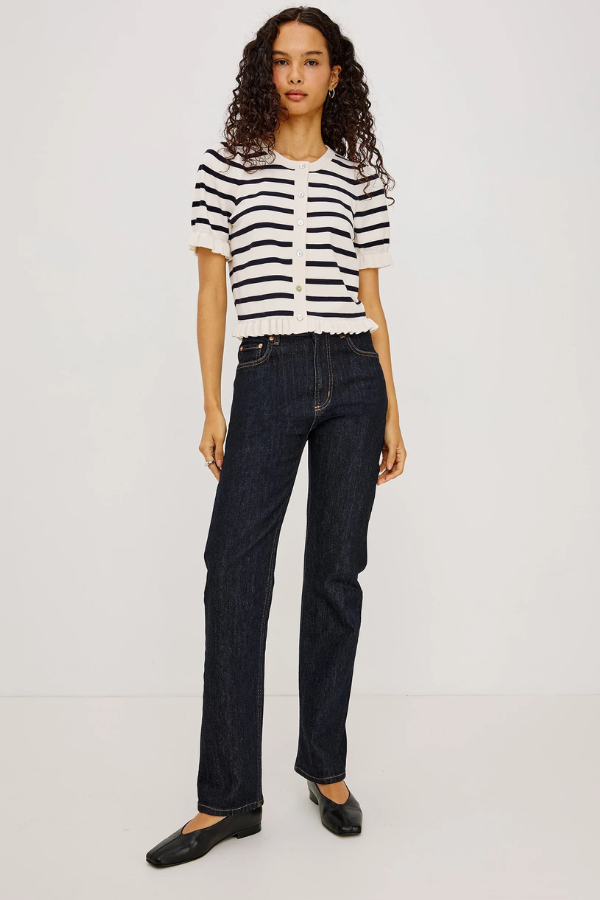 Rails Lora Ruffle Stripe Cropped Cardigan