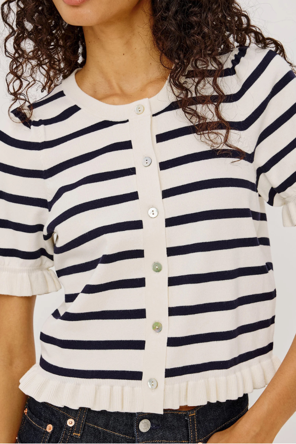 Rails Lora Ruffle Stripe Cropped Cardigan