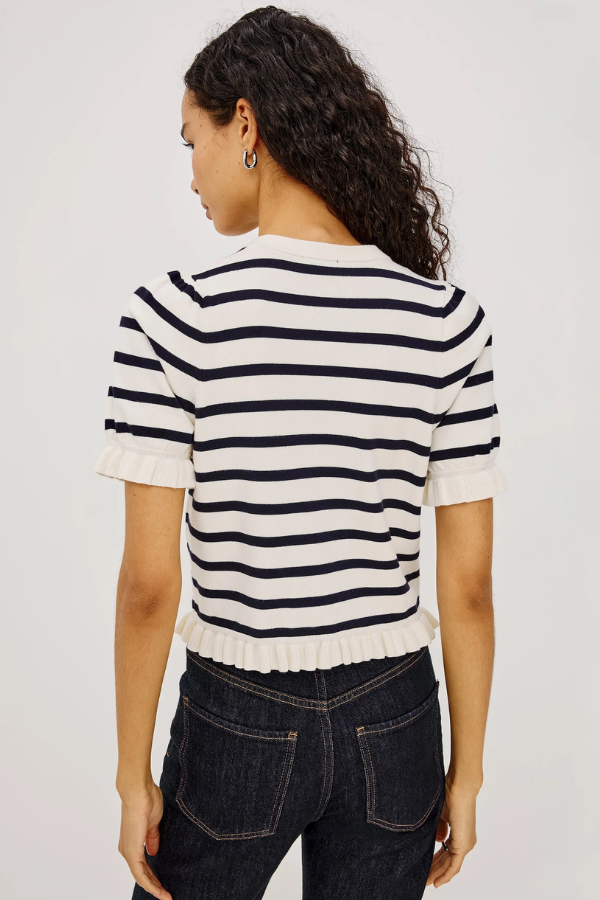Rails Lora Ruffle Stripe Cropped Cardigan
