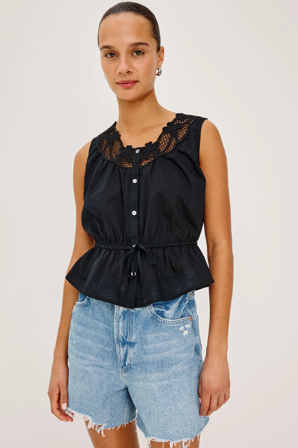 Rails Leilani Sleeveless Lace Trim Top